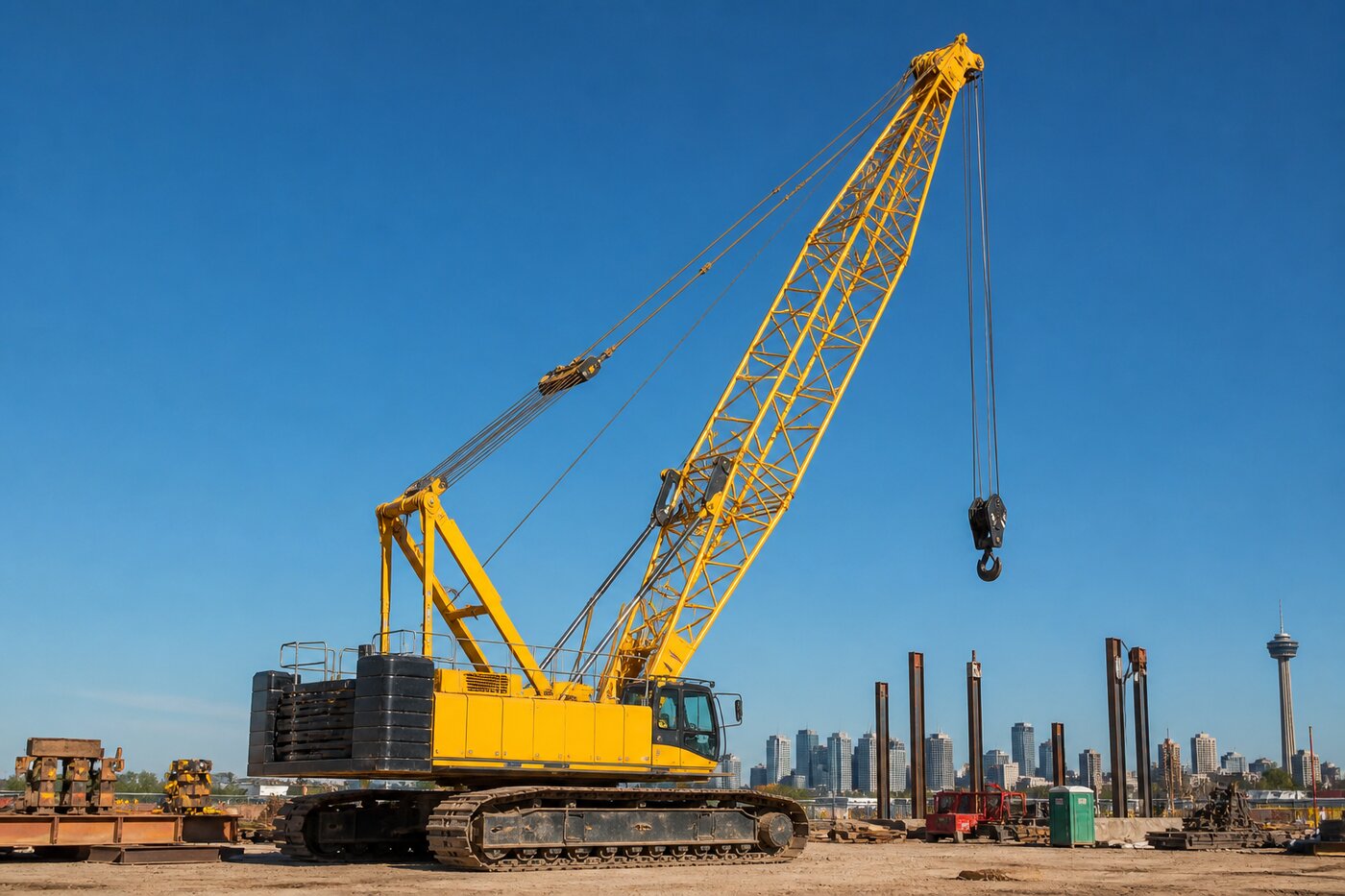 Mobile crane on a construction site